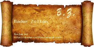 Bader Zoltán névjegykártya